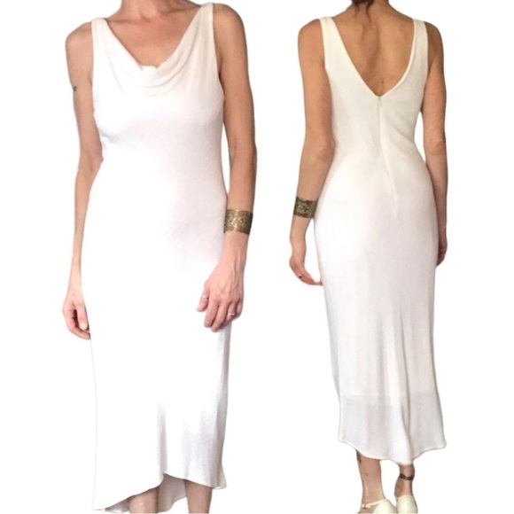 White House Black Market Dresses & Skirts - White maxi evening dress S stretch sleeveless sparkly open bac NWOT linier sexy
